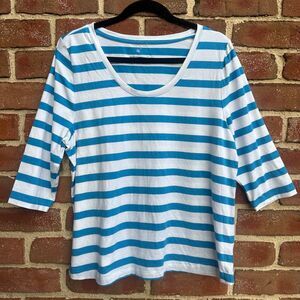 Soft Surroundings SoftEssential Striped Supima Tee 3/4 Sleeve Womens 3X NEW